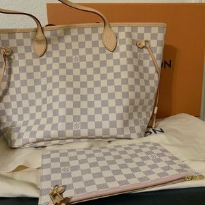 NEW LV Neverfull Damier MM Canvas Tote bag